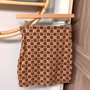 cotton on pink and brown flower skirt